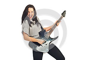 Guitarist woman singing