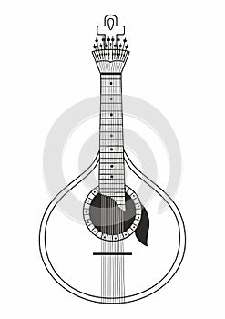 Guitarra Portuguesa ancient Fado folk musical instrument in Portugal. Portuguese guitar. Vector illustration