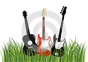 Guitars in grass
