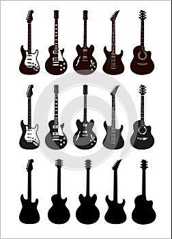 Guitars, Music Instruments, Silhouette