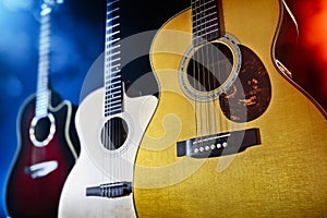 Guitars on stage background