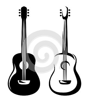 Guitars. Vector black silhouettes