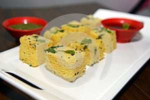 A Gujarati food Dhokla, an Indian regional food