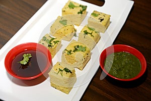A Gujarati food Dhokla, an Indian regional food