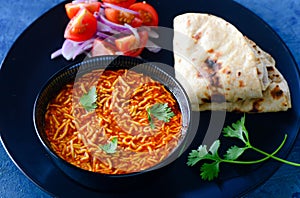 Gujarati meal-Sev tomato nu shak with roti