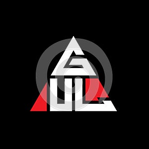 GUL triangle letter logo design with triangle shape. GUL triangle logo design monogram. GUL triangle vector logo template with red