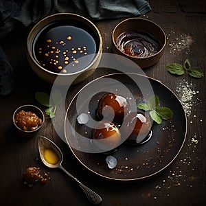 Gulab Jamoon. Indian sweet Food. Generative AI