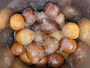 Gulab Jamoon in the steel box, Indian traditional sweets