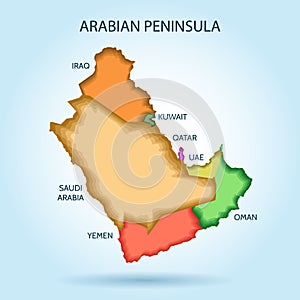 Gulf countries new vector map. Arabian Peninsula
