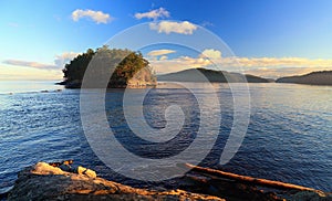 Gulf Islands National Park, British Columbia, Georgeson Island from Campbell Point at Bennett Bay on Mayne Island, Canada