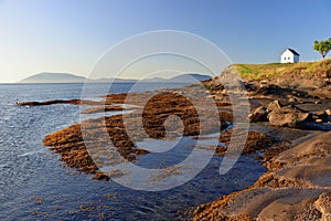 Gulf Islands National Park, Saturna Island, Old Foghorn Station and San Juan Islands at East Point, British Columbia, Canada