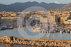 Gulf La Cala, port and city. Palermo, Sicily