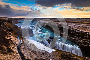 Gulfoss - May 03, 2018: Gulfoss watefall in the Golden Circle of Iceland