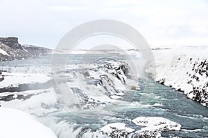 Gulfoss Waterfall Iceland Winter