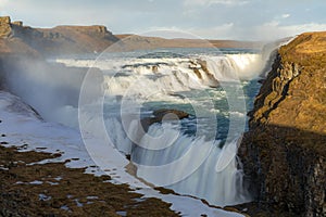 Gulfoss Waterfall Iceland Winter