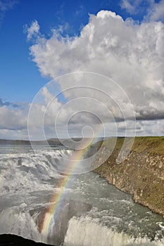 Gulfoss Waterfall and Rainbow, Southwest Iceland