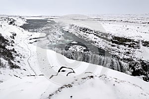 Gulfoss waterfall in winter, Iceland