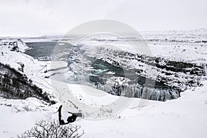 Gulfoss waterfall in winter, Iceland