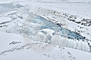 Gulfoss waterfall in winter, Iceland.