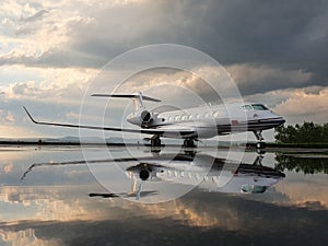 Gulfstream G650 after a big rainstorm