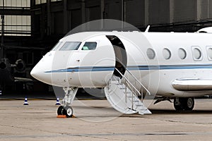 Gulfstream G600 business jet parked at Le Bourget Airport. Paris, France - June 22, 2023 photo