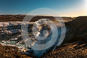 Gullfoss in a cold march day in iceland