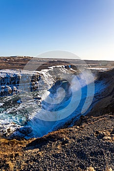 Gullfoss in a cold march day in iceland