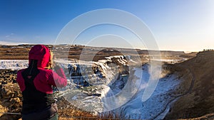 Gullfoss in a cold march day in iceland