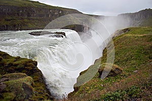 Gullfoss falls, waterfall in Iceland, Europe