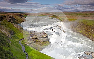 The mighty Gullfoss waterfall, it is the biggest waterfall on Icelands golden circle photo
