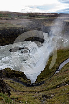 Gullfoss waterfall from the above