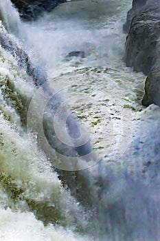 Gullfoss Waterfall Channel Golden Circle Iceland