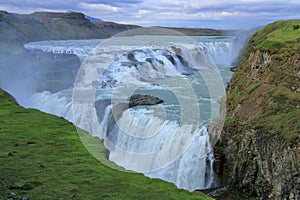 Gullfoss Waterfall in Evening Light, Golden Circle, Western Iceland