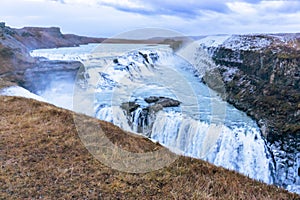 Gullfoss waterfall in Iceland golden circle in autumn