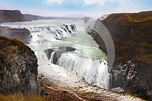 Gullfoss waterfall the most popular tourist attractions in Icela