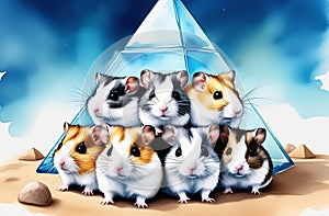 gullible hamsters are driven into a pyramid in the cryptocurrency market