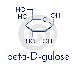 Gulose molecule beta-D-gulopyranose form. Skeletal formula.