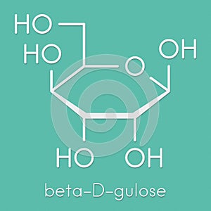 Gulose molecule beta-D-gulopyranose form. Skeletal formula.
