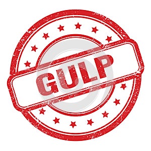 GULP text on red grungy vintage round stamp