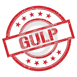 GULP text written on red vintage stamp