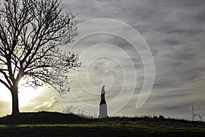 On the Gulperberg is the concrete Maria monument from 1935 by sculptor Charles Vos and architect Piet Gerrits, South Limburg, The