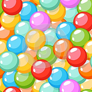 Gum balls seamless pattern. Colorful round candies, kids play room decoration, game zone, repeated bright bubblegums