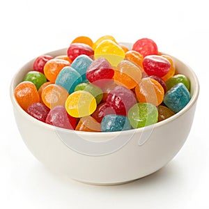 Gum drops in bowl isolated on white background
