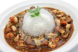 Gumbo with crawfish, chicken & sausage