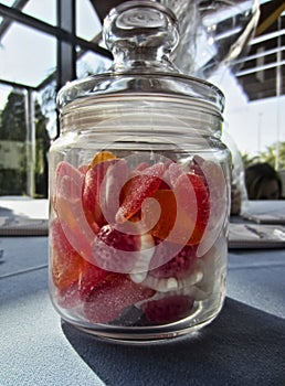 Gummies in a glass jar