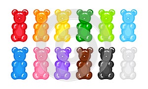 Gummy bear jelly sweet candy set with amazing flavor flat style design vector illustration.