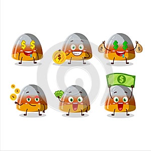 Gummy corn cartoon character with cute emoticon bring money