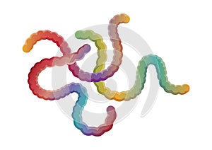 Colorful gummy jelly worms candies icon vector