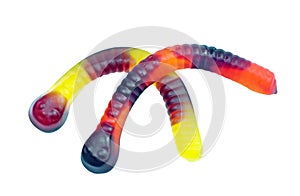 Gummy worms isolated on white