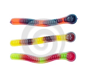 Gummy worms isolated on white